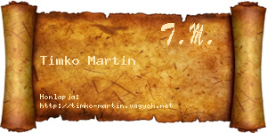 Timko Martin névjegykártya